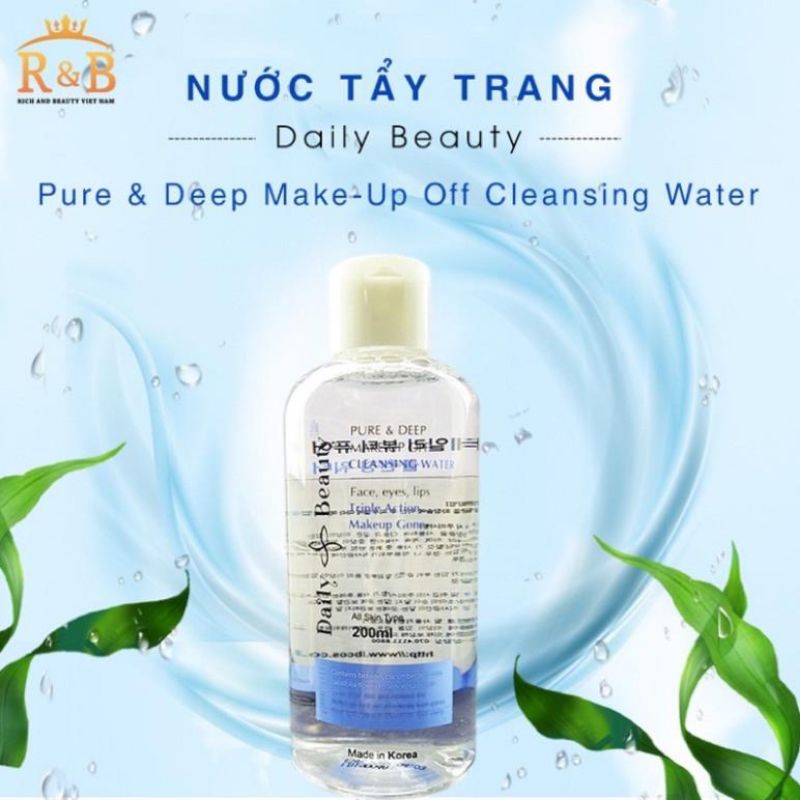 Nước tẩy trang Hàn Quốc:DailyBeautyPure&amp;Deep Make-up. Off Cleansing .Water