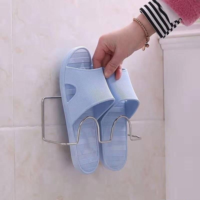 Móc Treo Dép, Giá Treo Giày Dép Inox 304 Dán Tường Tặng Kèm Miếng Dán