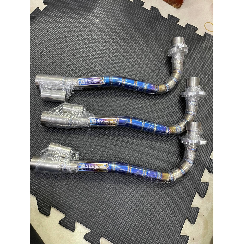 [Đit Chụp To Sau Ptitanium] Cổ pô Titan tai CNC đót sau to cho Wave Fu1 Future đời đầu Cub50cc
