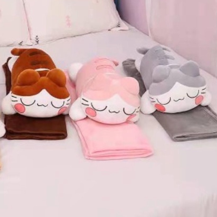 [PVN31660] Bộ Chăn Gối Văn Phòng 3 IN 1 Hình Mèo MENGMENG Nhật bản ( #chăn gối văn phòng )