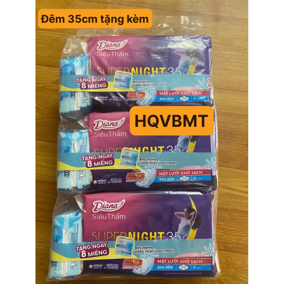 [Chính Hãng] Lốc 6 gói băng vệ sinh Diana Super Night ban đêm 35cm 3 miếng/gói