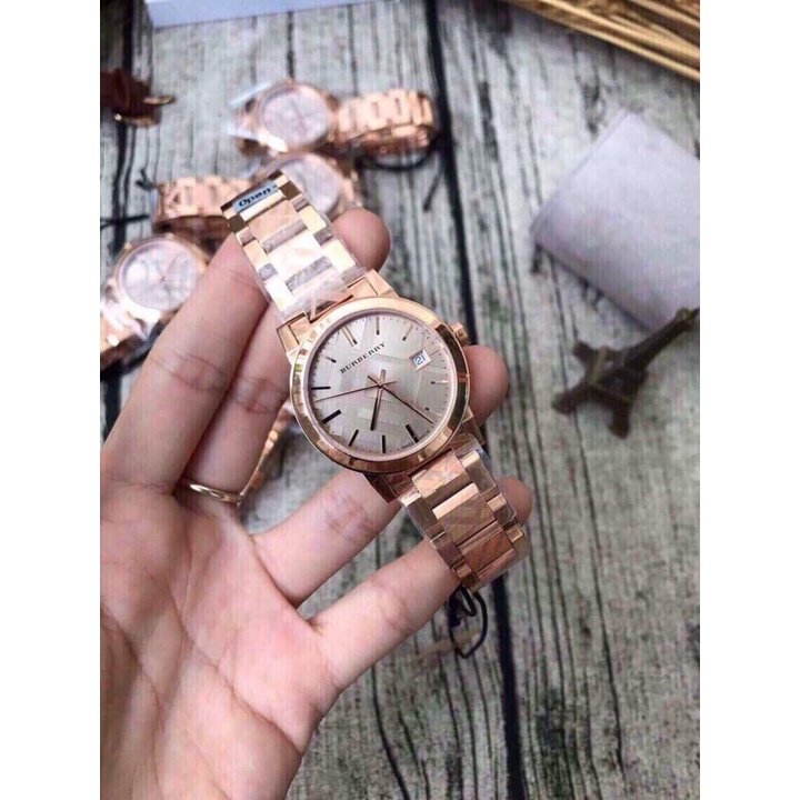 Đồng hồ Bubery Nữ cao cấp chạy pin máy Nhật size 28-34mm dây vân kim loại vàng hồng