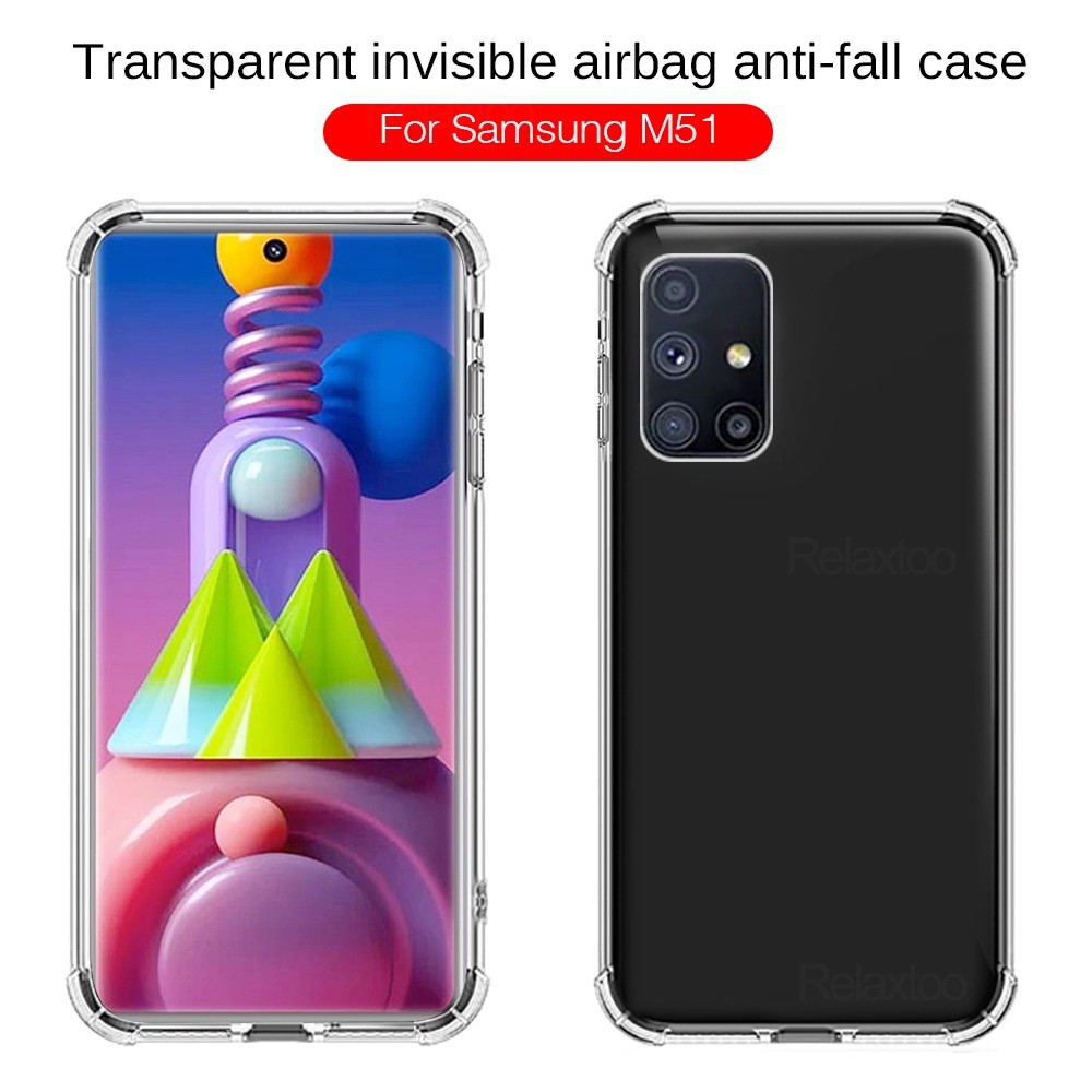 Ốp lưng Samsung M51 dẻo trong suốt lồi 4 góc lâu ố vàng cao cấp