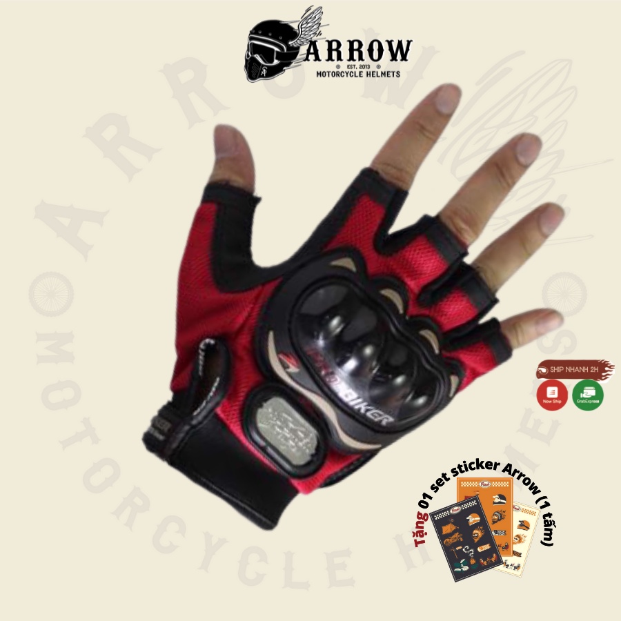 Găng tay đi xe máy ngắn ngón Probiker arrow shop thoáng mát bảo hộ đi phượt giá rẻ