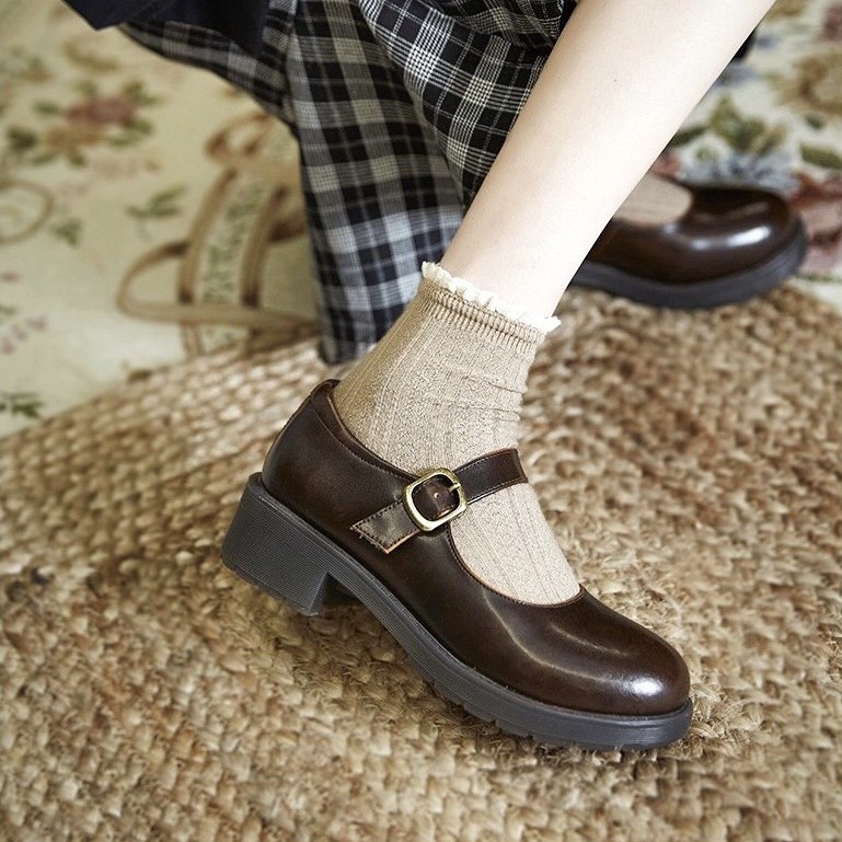 Mary Jane shoes  - Giày da bò nữ phong cách vintage, retro