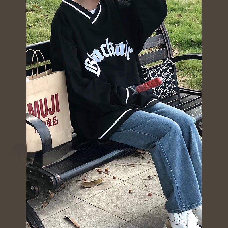 Set Áo Hoodie Form Rộng Và Quần Jeans Thời Trang Mới Cho Nữ