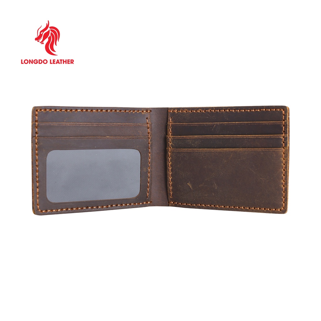 Ví da sáp - Cam kết 100% da bò thật - Bảo hành 5 năm - Thương hiệu uy tín Longdo Leather - B06