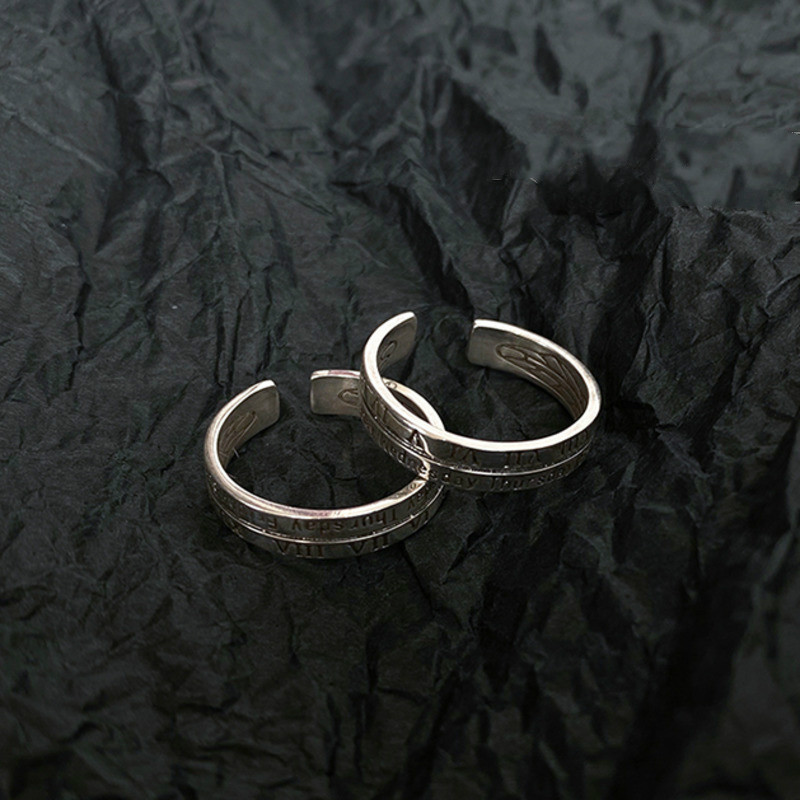 Nhẫn Khắc Số La Mã Phong Cách Harajuku