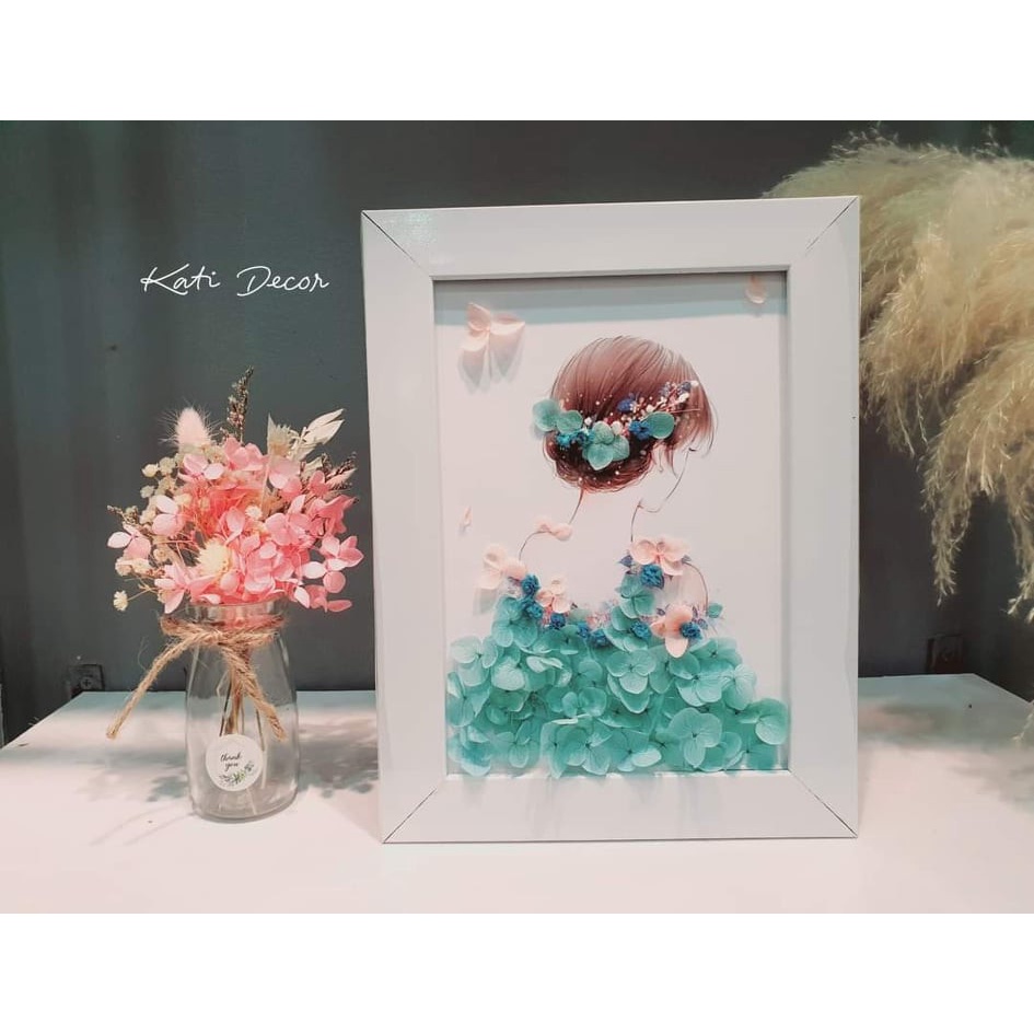 Tranh hoa khô, quà tặng trang trí, decor, hoababy, bó hoa khô siêu xinh