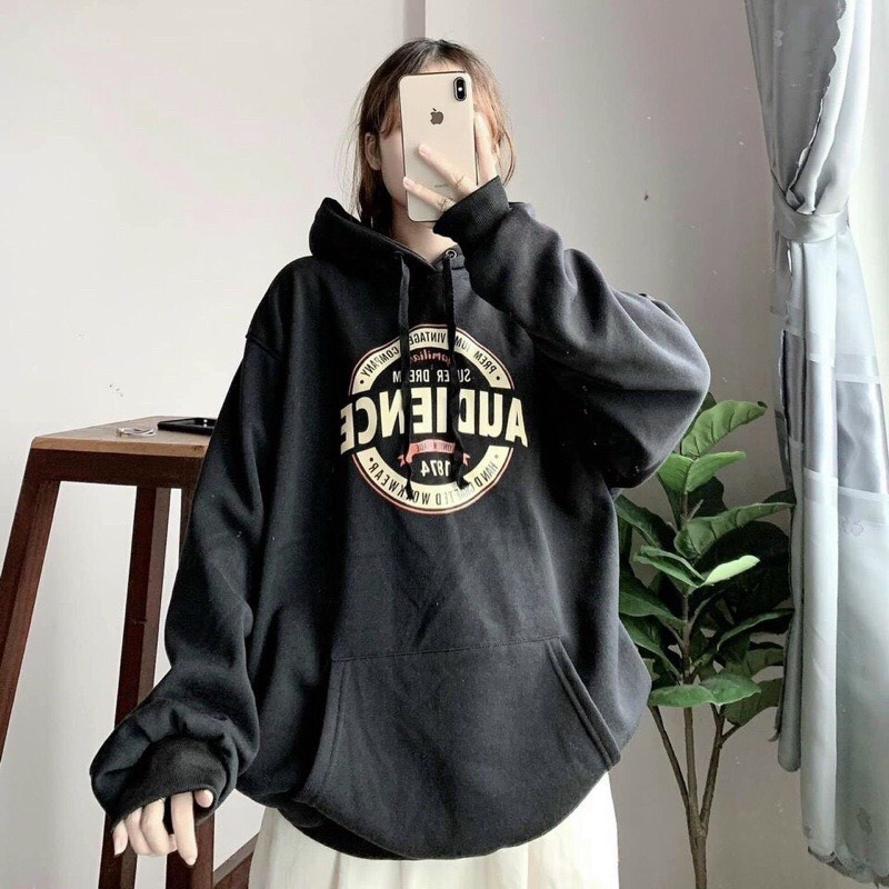 Áo hoodie nỉ form rộng tay phồng in "AUDIENCE" đủ màu, hoodie Unisex nam nữ HD01 (ảnh thật trải sàn)