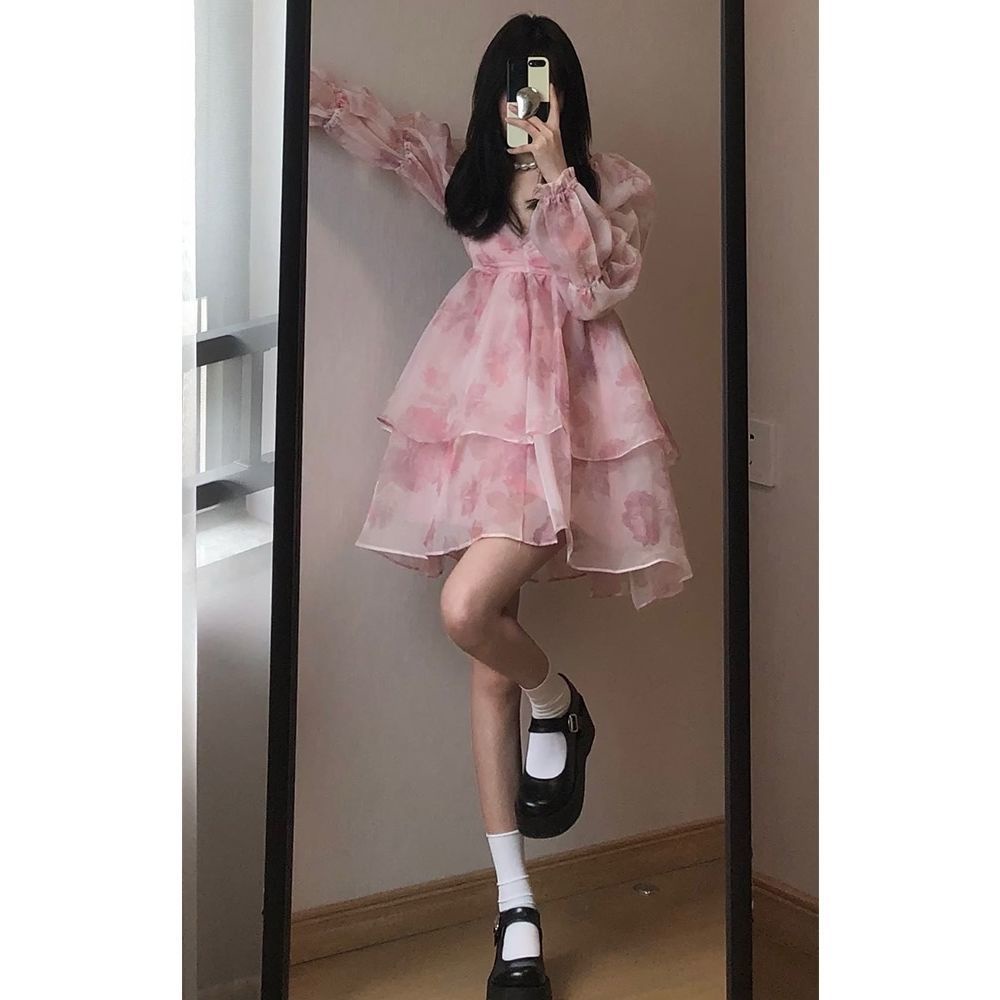 Váy babydoll Đầm Công Chúa Mùa Hè Phong Cách Công Chúa Pháp Siêu Nữ Tính Hợp Thời Trang Mới