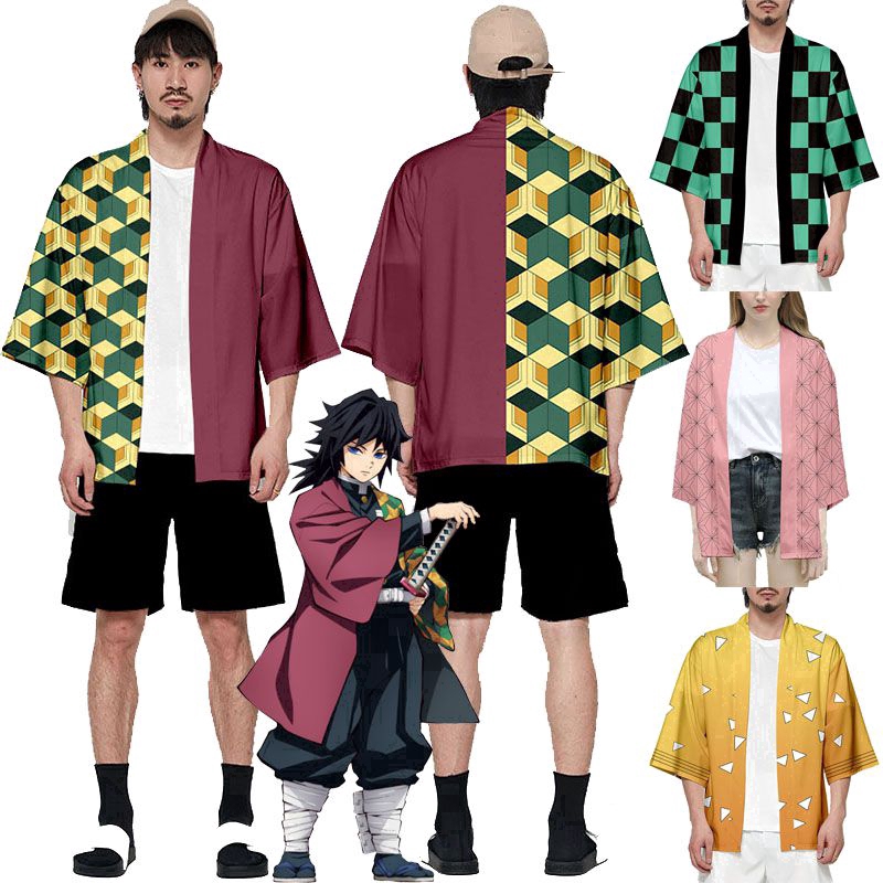 Áo khoác kimono dáng rộng phong cách anime "Demon Slayer: Kimetsu no Yaiba" dùng để hóa trang anime figure