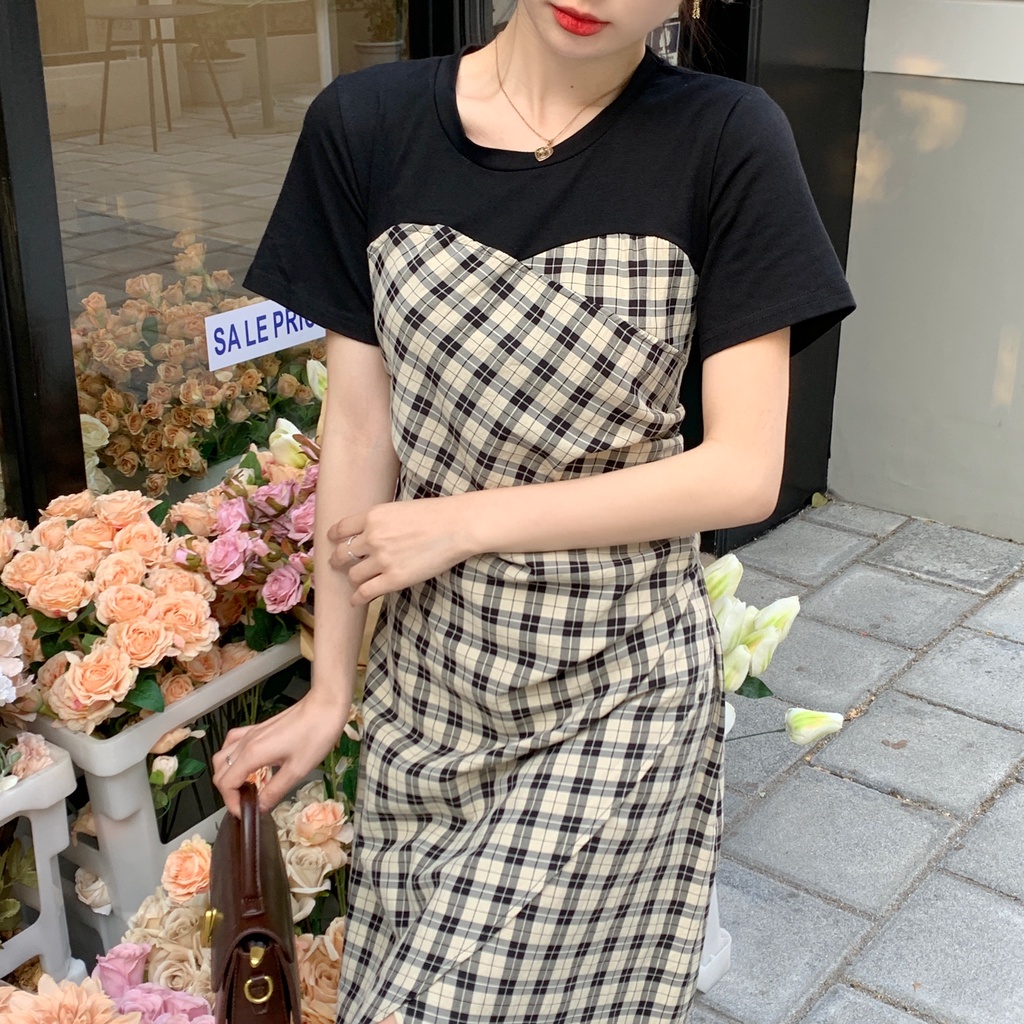 Đầm dài Perty họa tiết caro thời trang thanh lịch dành cho nữ