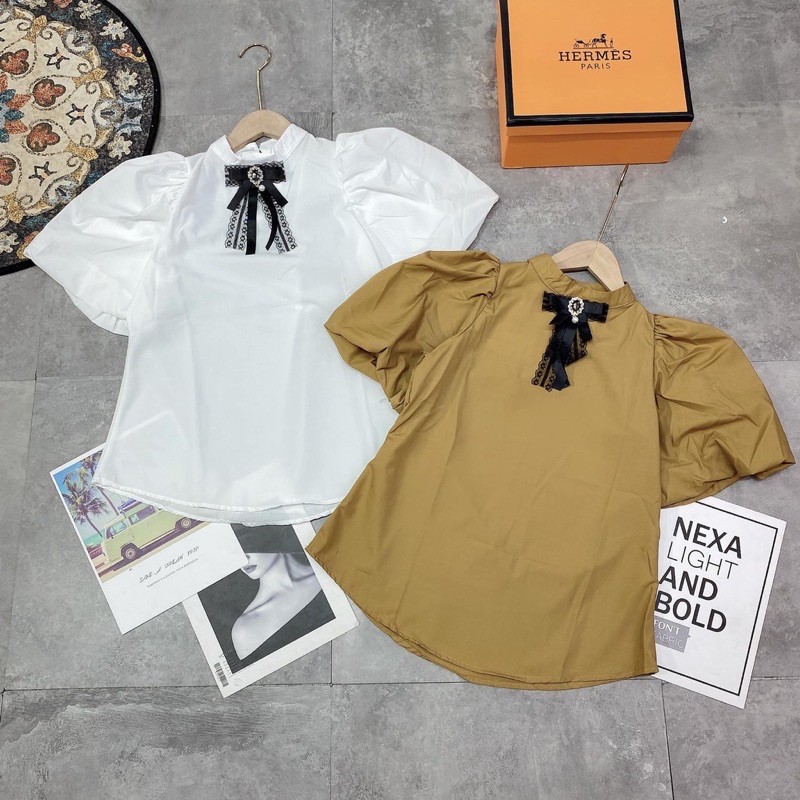 ÁO THÔ KIỂU TAY BỒNG NƠ REN MS15000