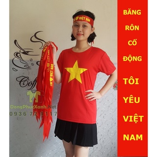 Băng rôn tôi yêu Việt Nam Băng rôn cổ động đội tuyển Việt Nam Băng rôn cổ vũ bóng đá Băng đô buộc đầu tôi yêu