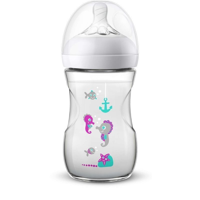 BÌNH SỮA AVENT NATURAL 260MM XANH_ HỒNG (Họa tiết)