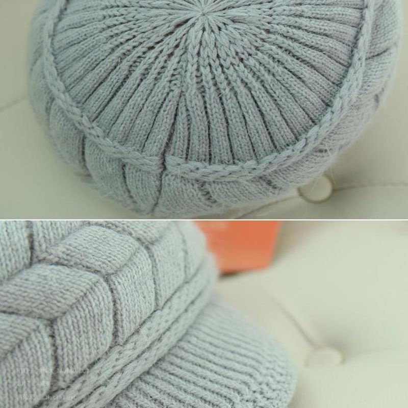 Mũ Beret Dệt Kim Dày Dặn Giữ Ấm Tai Kèm Tấm Che Mặt Thời Trang Cho Nữ