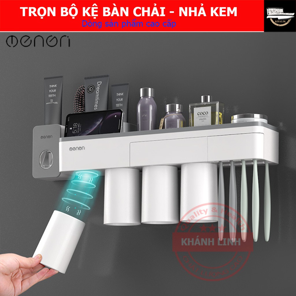 Kệ bàn chải đánh răng, nhả kem đánh răng  Menon - XS208 2 cốc, 3 cốc, 4 cốc - Kệ để đồ nhà tắm tiện lợi (