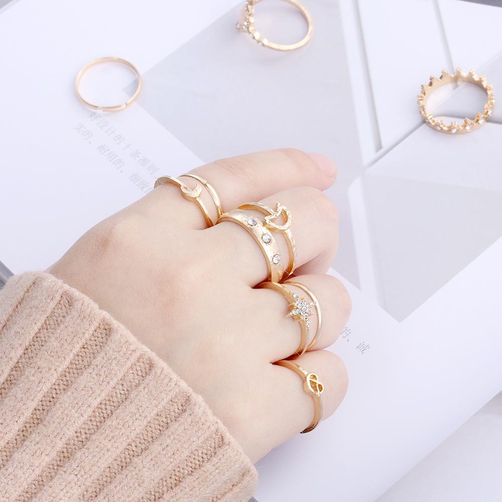 JONYE Set 13 Nhẫn Đốt Ngón Tay Đính Đá Opal