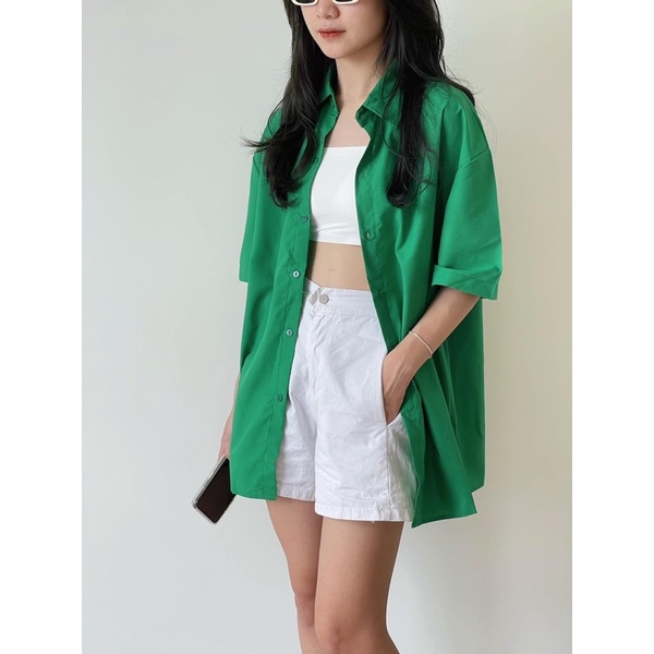 Áo Sơ mi trắng cộc tay Áo sơ mi học sinh phong cách trẻ trung