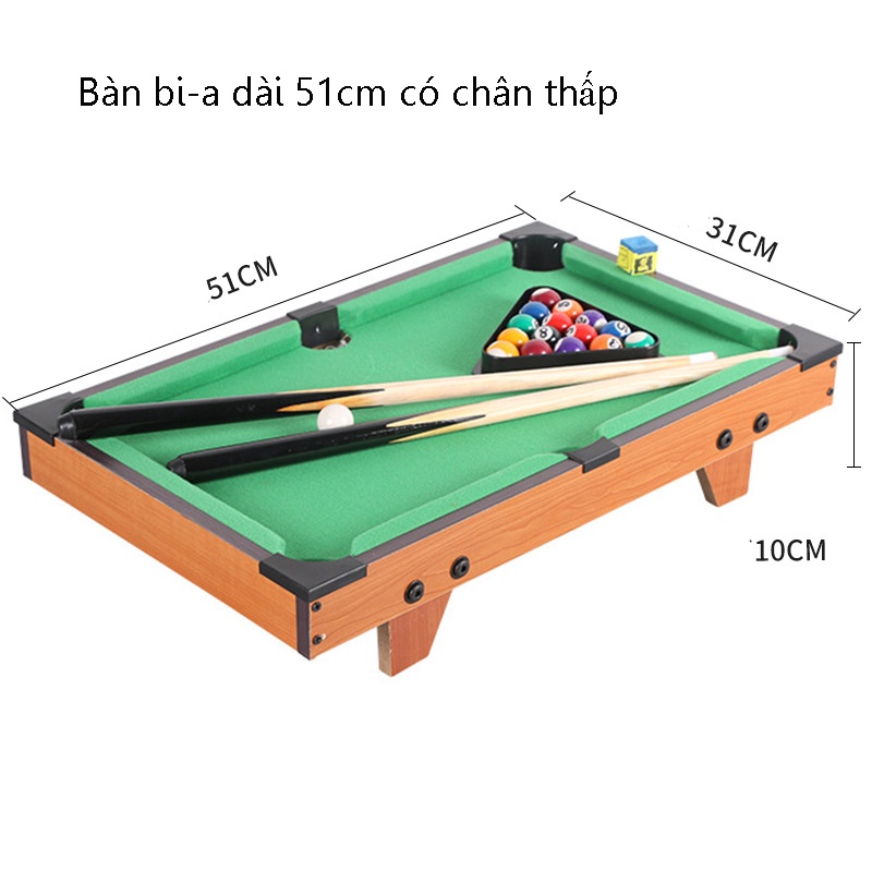 Bàn Bi - a Mini Cho Trẻ Em - Bàn Bida Mini - Kích Thước 51x31x10cm - Có Chân Đứng - Hàng Bằng Gỗ Cao Cấp