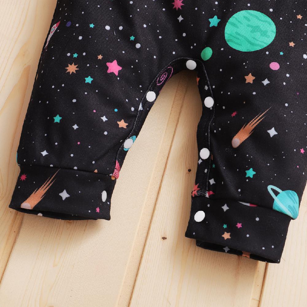 Áo liền quần MIKRDOO tay dài in họa tiết hành tinh vũ trụ thời trang cho bé trai 0-12 tháng tuổi