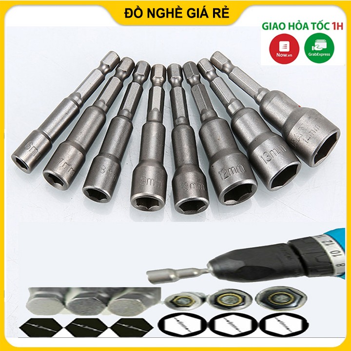 Đầu chụp bulong loại dài 80mm chuôi lục giác