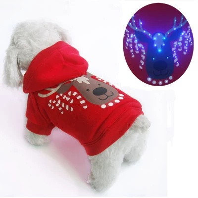 [27Pets} Áo Hoodie Hình Cây Thông Giáng Sinh Cho Thú Cưng Có Đèn LED Mới