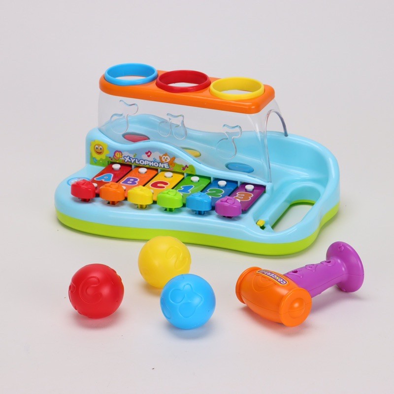 [Huile Toys]Bộ Đồ Chơi Đàn Gõ Kèm Đập Bóng 2in1 Cho Bé - Đàn Đá Cho Bé HOLA 856