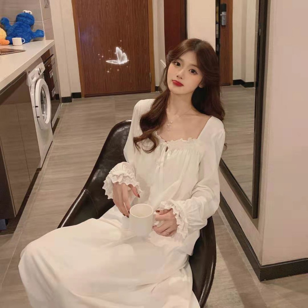 đồ ngủ Spring and Autumn New Váy ngủ dài tay Nữ Hàn Quốc Sweet Princess Style Student Pyjamas Summer Homewear có t✔☊ | BigBuy360 - bigbuy360.vn