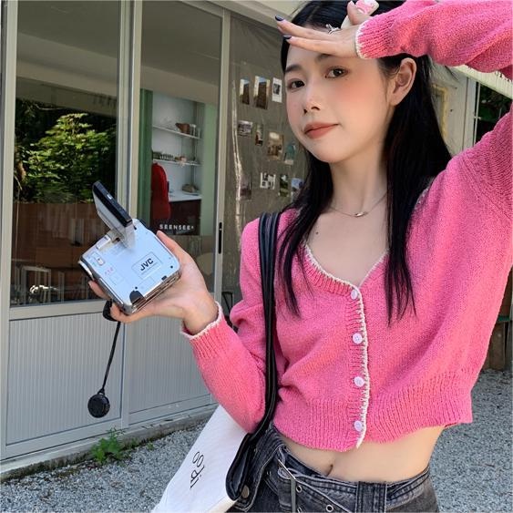 Áo cardigan ZHELIHANGFEI dệt kim tay dài cổ chữ V phong cách thời trang cho nữ