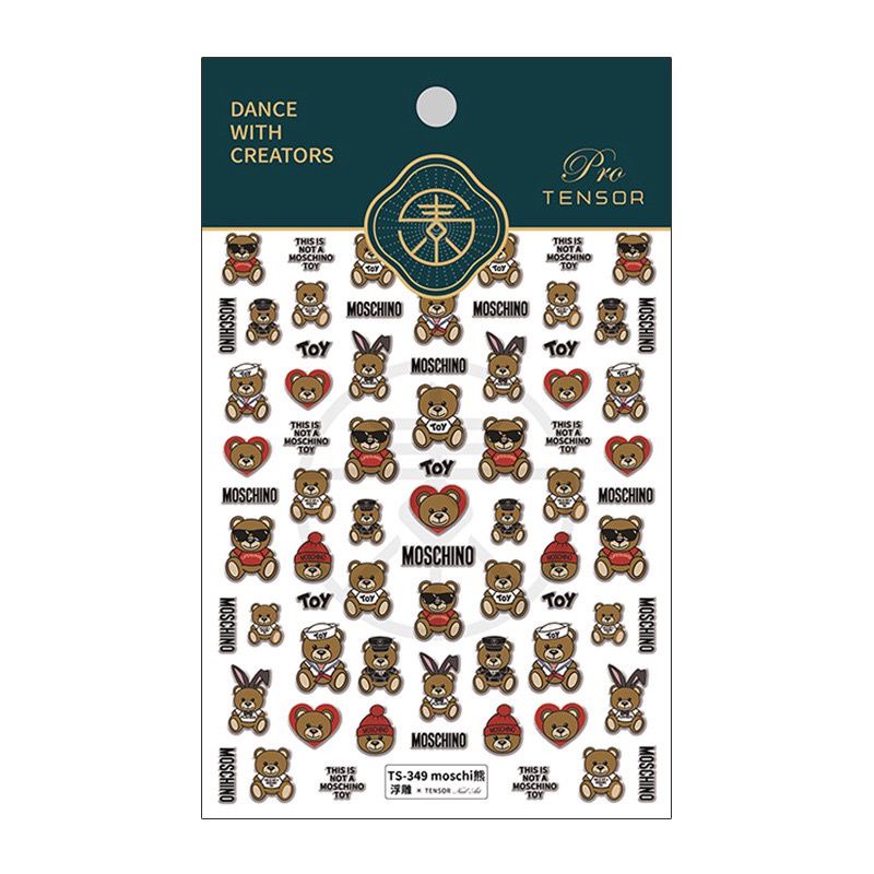 Sticker dán móng 5D cao cấp - Sticker gấu dâu