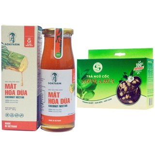 Combo Mật hoa dừa Sokfram & Trà thanh nhiệt giải độc mát gan Long Liên