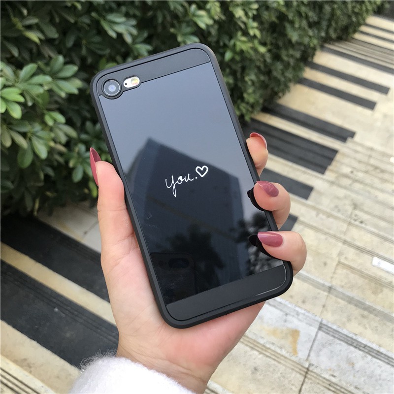 Ốp lưng điện thoại nhựa mềm mặt kính iPhone6 6s 6/6s Plus 7 8 7/8 Plus màu đen | BigBuy360 - bigbuy360.vn