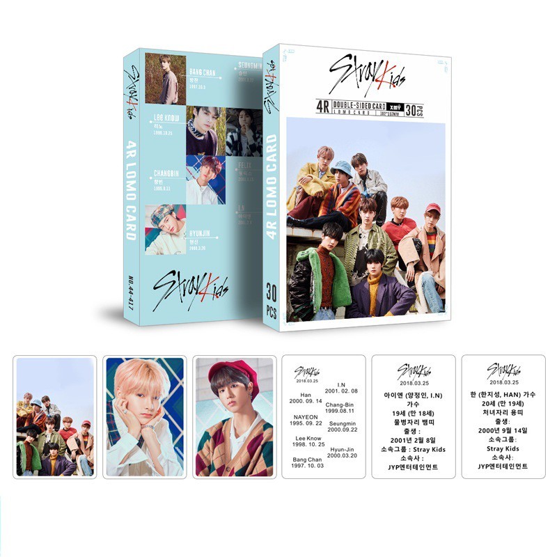 Lomo card 30 ảnh StrayKids hộp bóng siêu nét 1080HD