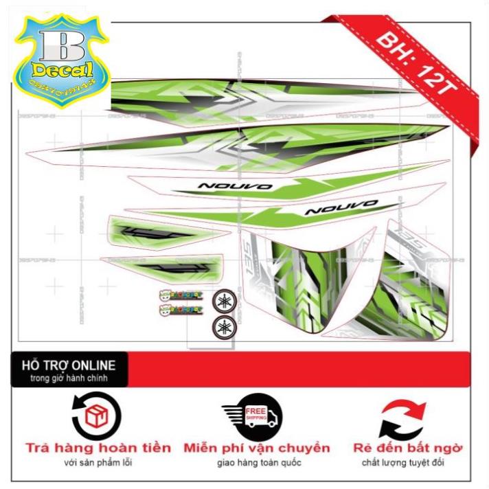 ( Quí khách vui lòng mang ra tiệm cho thợ dán ) Tem NOUVO 4 V26 DÁN XE TRẮNG [Bi Decal]