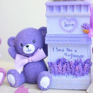 Lọ hoa lavender khô gấu tím