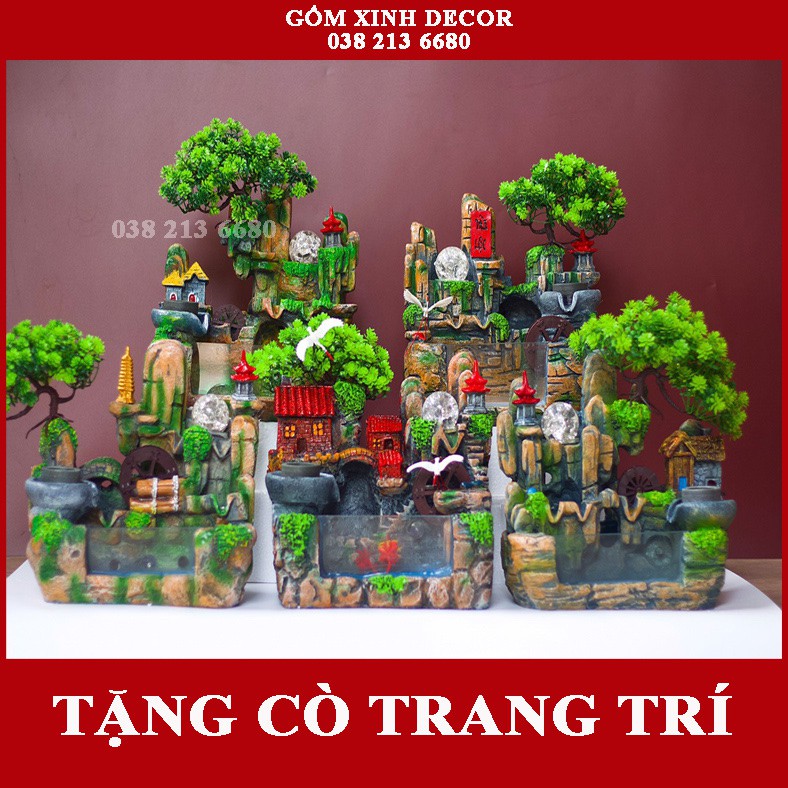 Thác nước phong thuỷ bể cá mini[TẶNG CÒ TRANG TRÍ]- Tiểu cảnh,hòn non bộ(chọn mẫu)-Thác phong thủy để bàn