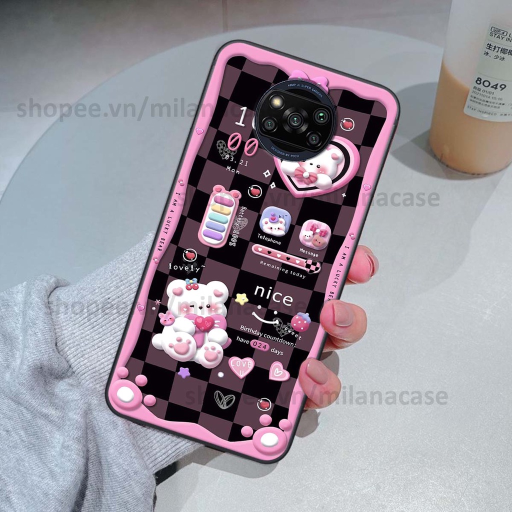 Ốp Xiaomi Poco X3 / Poco X3 Pro hình đồng hồ icon gấu mèo cute cực dễ thương ngộ nghĩnh