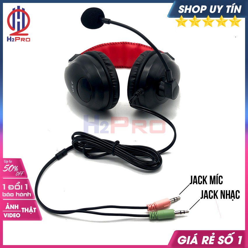 Tai Nghe Chụp Gaming, Tai Nghe Chụp Tai Có Dây UEF E-813X Cao Cấp Có Micro, Chống Ồn-Bass Khoẻ, Dây Dài 1.3M-H2Pro Audio