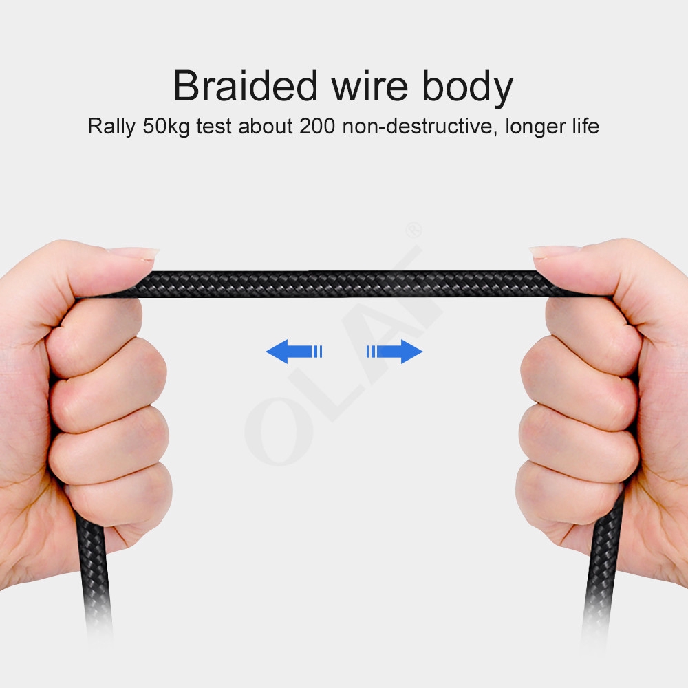 Cáp truyền dữ liệu/sạc nhanh micro USB dây nylon bện vuông góc dài 1/2/3m cho Samsung Galaxy S7 Xiaomi LG