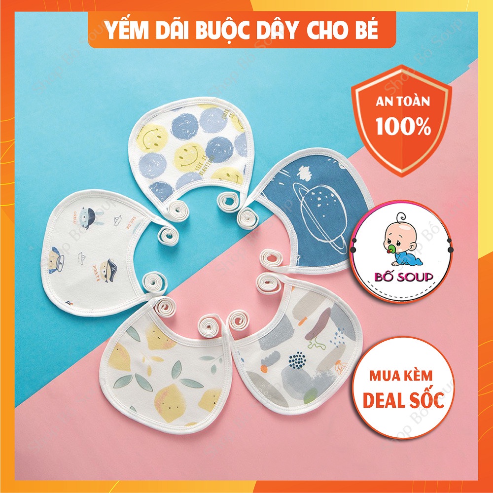 Yếm dãi cho bé, yếm đeo cổ có họa tiết chất liệu hữu cơ tự nhiên cho bé