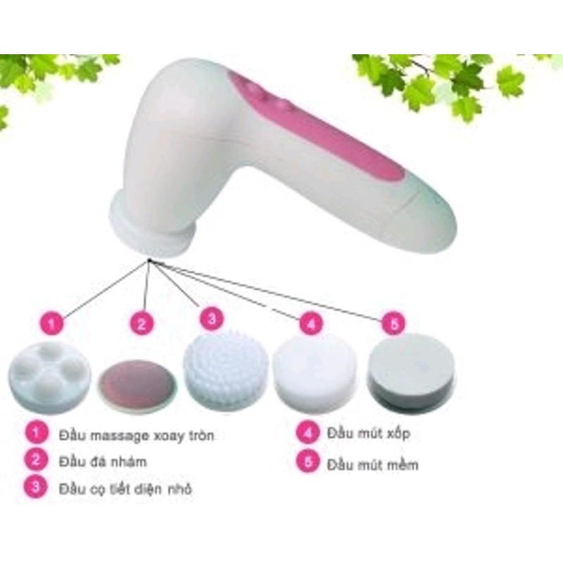 Máy Rửa Mặt Massage 5-in-1 5 đầu tiện dụng (massage, mút xốp, đá nhám,...) | BigBuy360 - bigbuy360.vn