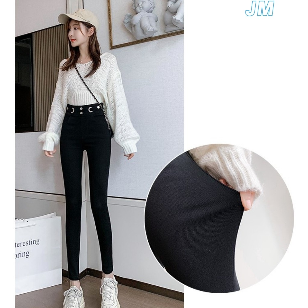 Quần jean Nữ Chất bò AD509JM Quần Bò Nữ Đen Trơn Lưng Siêu Cao Tôn Dáng Chuẩn Skinny (SIZE26 -  30)