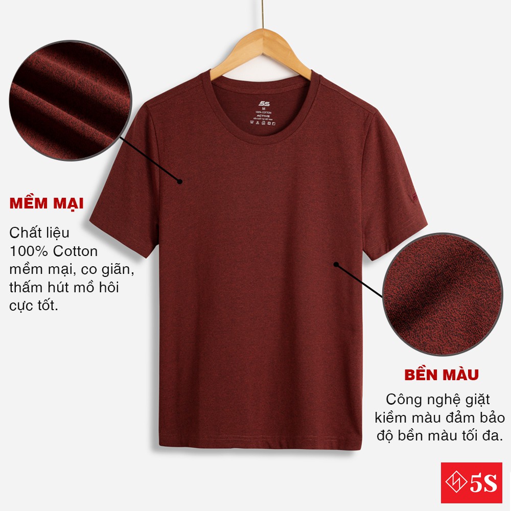 Áo Phông Nam Cổ Tròn 5S (5 màu), Chất Thun Melang Muối Tiêu Cao Cấp, Mềm Mại, Siêu Mát (TSO21023) | BigBuy360 - bigbuy360.vn