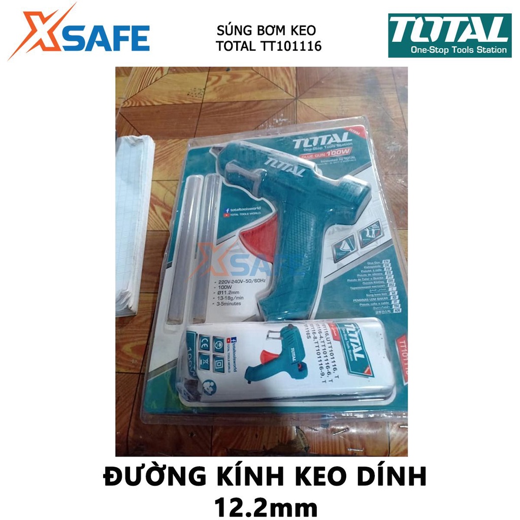 Súng bắn keo nến TOTAL TT101116 điện thế 220-240V, công suất 100W thao tác gắn kết, dán keo nhanh