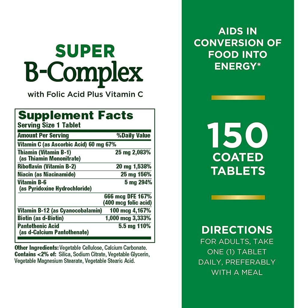 Viên uống bổ sung vitamin nhóm B Nature's Bounty Super B Complex 150 viên