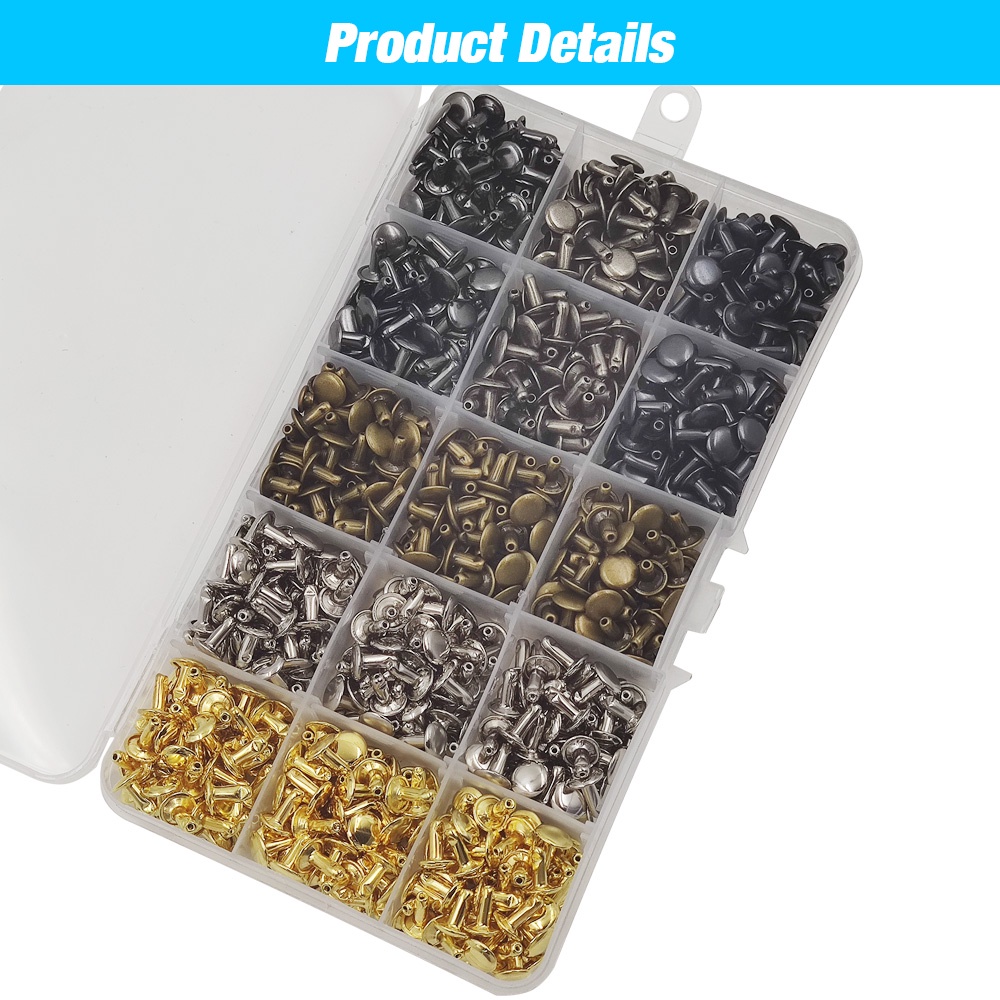 Đinh Tán Tròn 6 / 8mm Bằng Kim Loại Chuyên Dụng Cho Đồ Da / Giày Dép / Thắt Lưng