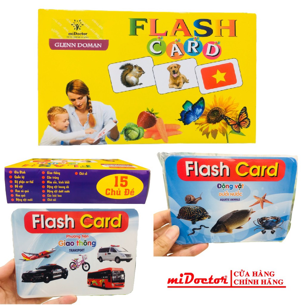 Bộ Thẻ Học Thông Minh 15 Chủ Đề Loại To (FLASH CARD) - Chính hãng miDoctor