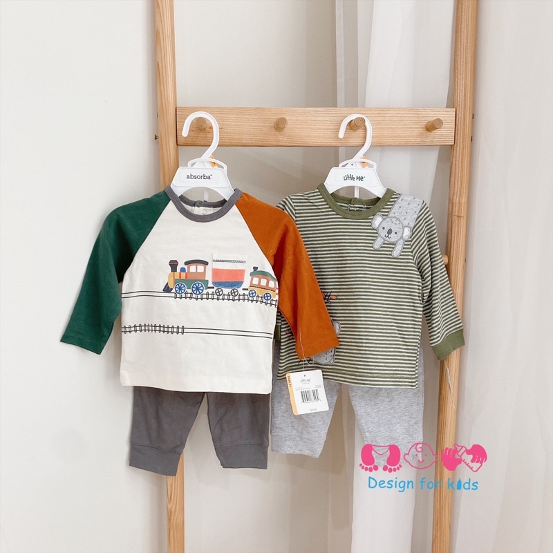 Bộ dài tay vải cotton, waffle hàng xuất Little me mẫu mới 2022 siêu xinh cho bé trai